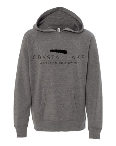 IN STOCK NOW! - Lake Life Crystal Lake Coordinates Special Blend Raglan Hoodie - nickel