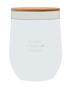 IN STOCK NOW! - Lake Life Crystal Lake 12 Oz. Stemless Wine Tumbler With Bamboo Lid - white