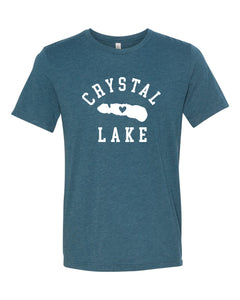 IN STOCK NOW! - Lake Life Crystal Lake With A Heart Triblend Tee - steel blue