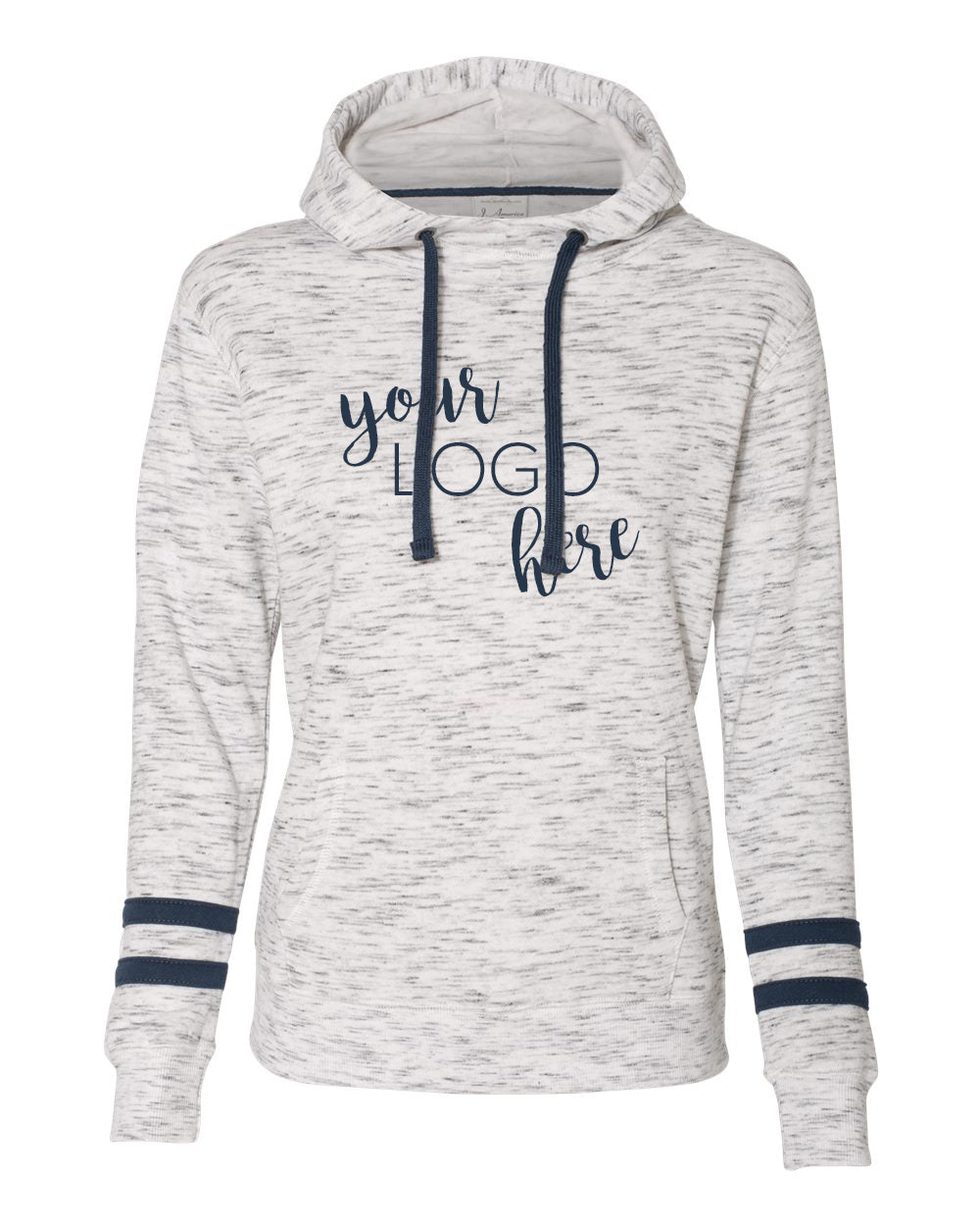 Mock Shop Women's Striped Fleece Hoodie - white/navy