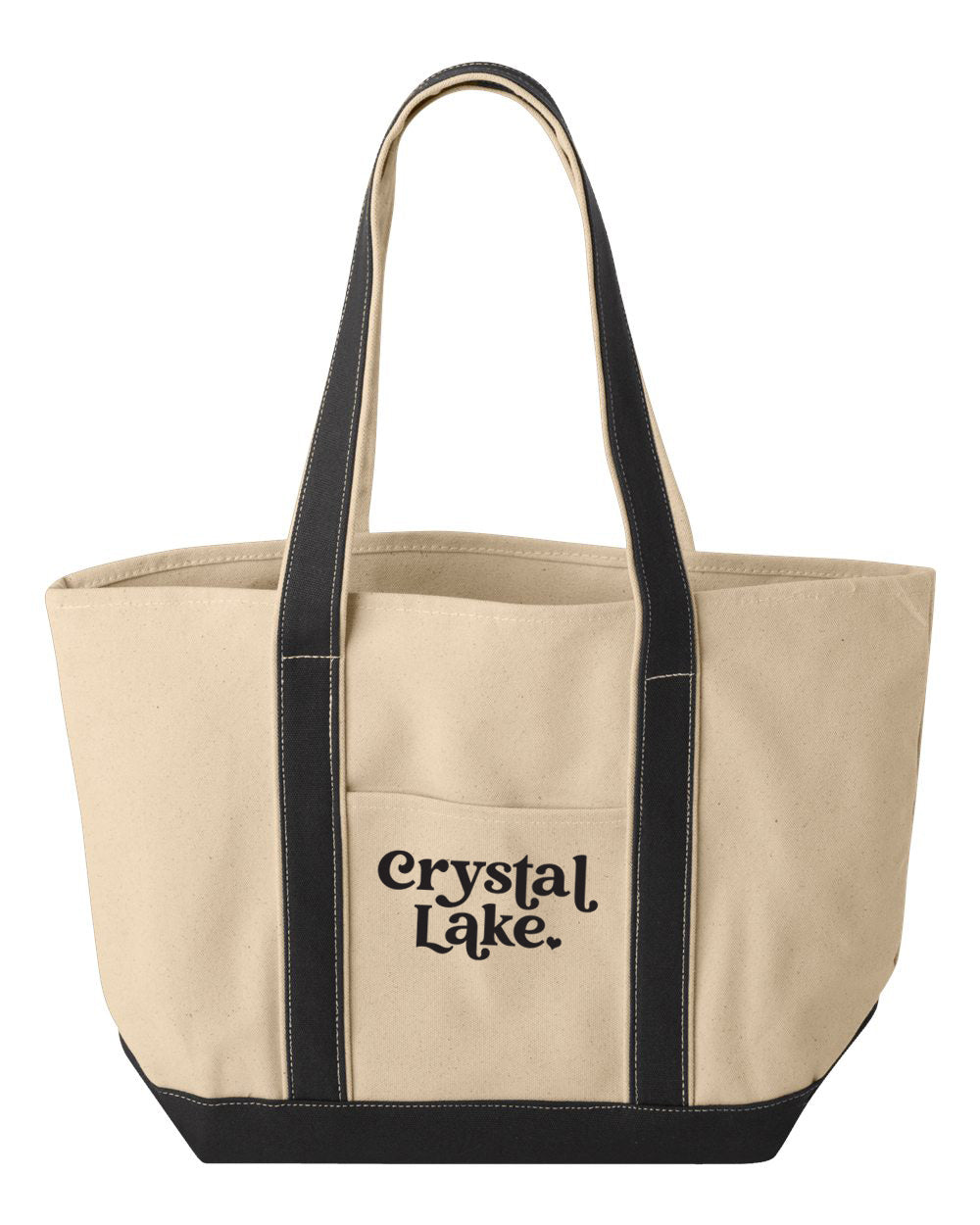 IN STOCK NOW! - Lake Life Crystal Lake Heart Large Boat Tote - natural/black